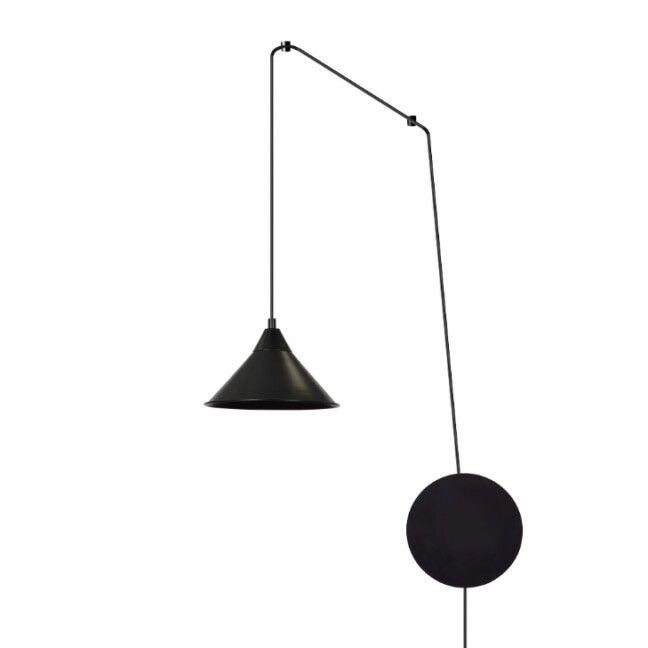 Lampa ścienna Abramo z regulowanym ramieniem i stożkowym kloszem E27 IP20