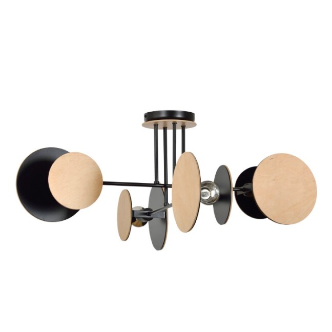 Lampa sufitowa Zita z drewnianymi kloszami i 4 punktami światła E27