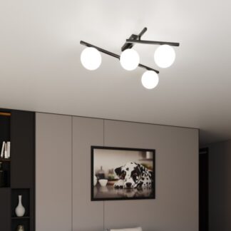 Lampa sufitowa Smart 4 czarna z mlecznobiałymi kloszami E14