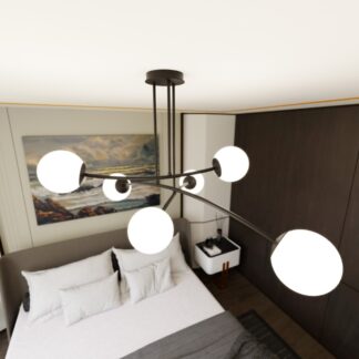 Żyrandol Halldor 6 czarny z białymi kulami E14 nowoczesny design