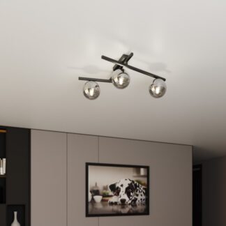 Lampa sufitowa Smart 3 z trzema regulowanymi ramionami i grafitowymi kloszami