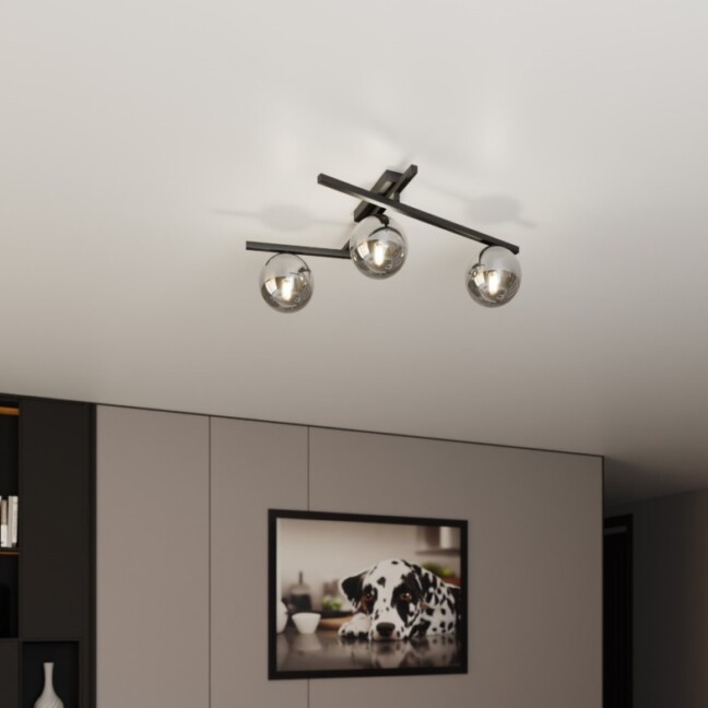 Lampa sufitowa Smart 3 z trzema regulowanymi ramionami i grafitowymi kloszami