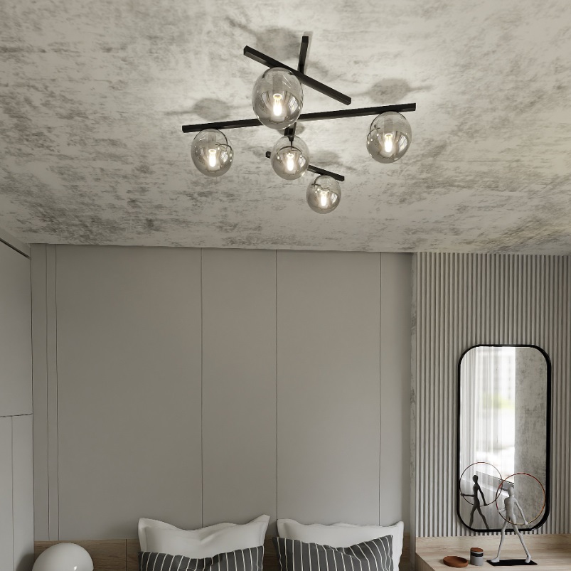 Żyrandol sufitowy Smart 5 z 5 srebrnymi kulami E14 – nowoczesny design