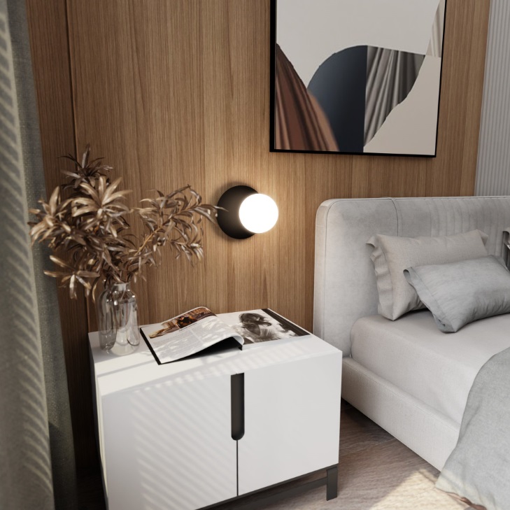 Kinkiet ścienny Oslo czarny z mleczną kulą E14 IP20