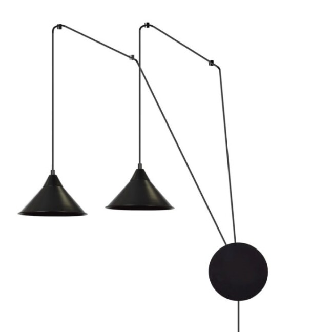 Lampa wisząca Abramo 2 z podwójnym źródłem światła E27, czarna, regulowana