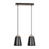 Lampa wisząca Bolero 2 z czarnymi kloszami i drewnianymi akcentami