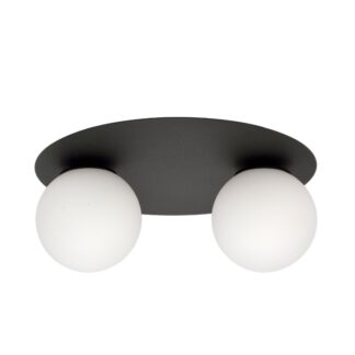 Plafon sufitowy Solar 2 czarny z dwoma mlecznymi kloszami E14