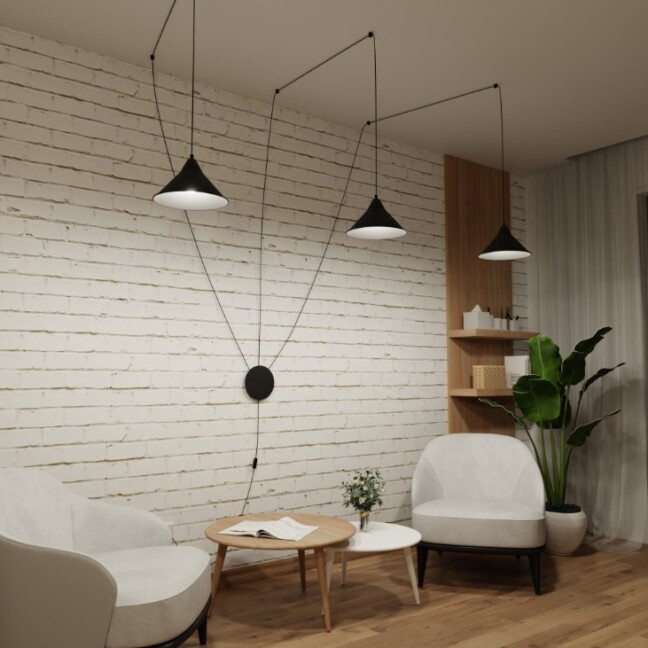 Lampa wisząca Abramo 3 z trzema regulowanymi kloszami E27 IP20