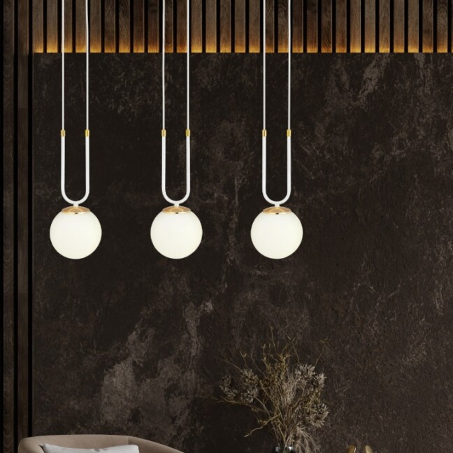 Lampa wisząca Glam 3 z trzema kulistymi kloszami E14