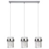 Srebrna lampa wisząca Vetro 3 z kryształowymi kloszami E14 – potrójne źródło światła nad stół