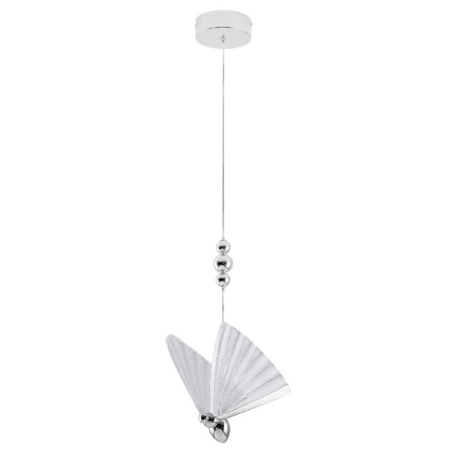Srebrna lampa wisząca LED Mariposa CCT 8W art deco – regulowana barwa światła