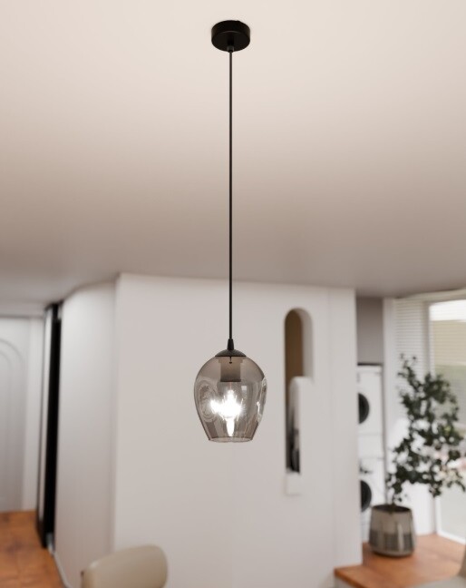 Szklana lampa wisząca Istar w odcieniu grafitowo-srebrnym