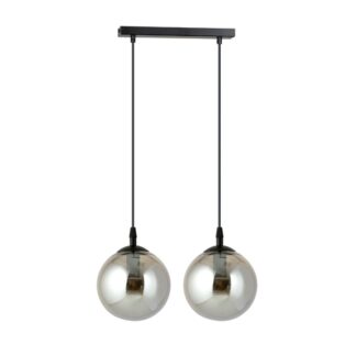 Szara lampa sufitowa Cosmo 2 z przydymionymi szklanymi kulami