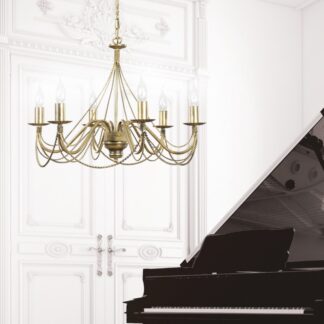 Żyrandol świecznikowy Tori 6 w kolorze antycznego złota