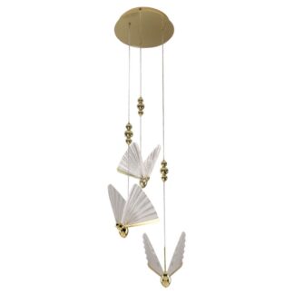 Żyrandol LED Mariposa 3 w stylu art deco – złota lampa z regulacją barwy światła CCT