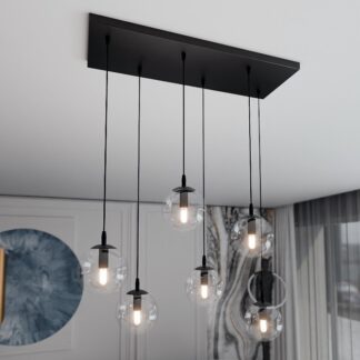 Lampa sufitowa Cosmo 6 z przezroczystymi szklanymi kloszami E14