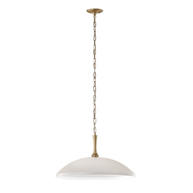Lampa wisząca Delarosa w białym matowym wykończeniu E27 60W – szeroki klosz i złote akcenty