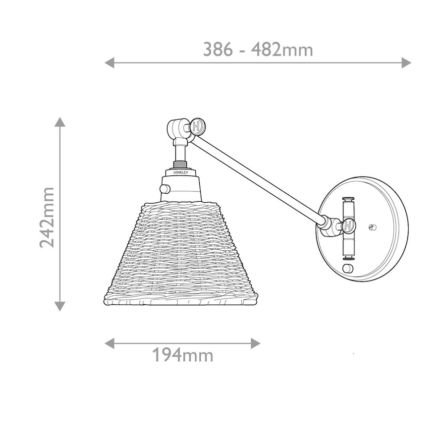 Czarny kinkiet Arti z rattanowym kloszem i regulowanym ramieniem E27 60W IP20