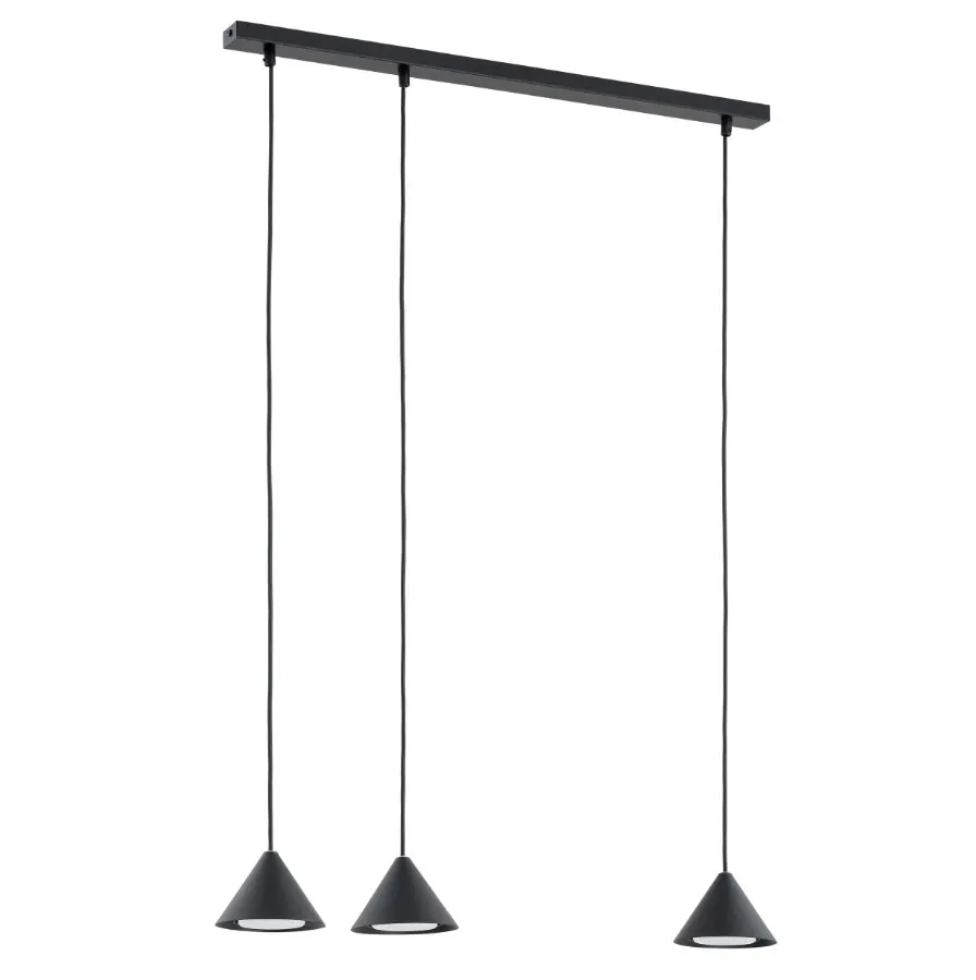 Lampa wisząca 3-punktowa czarna loft 3 małe stożki- Emibig Elit 3