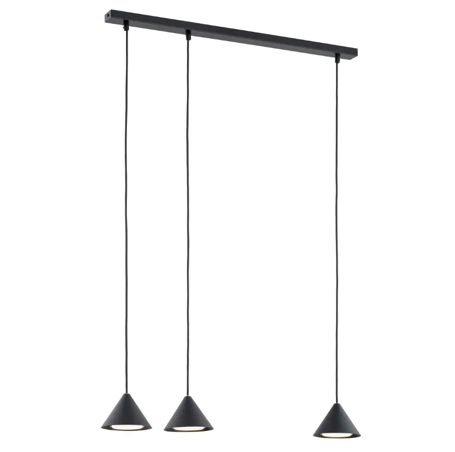 Lampa wisząca 3-punktowa czarna loft 3 małe stożki- Emibig Elit 3