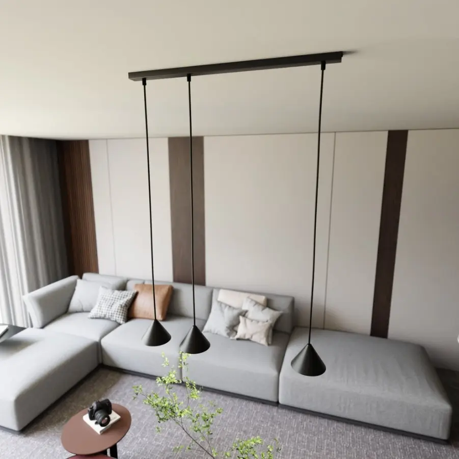 Lampa wisząca 3-punktowa czarna loft 3 małe stożki- Emibig Elit 3