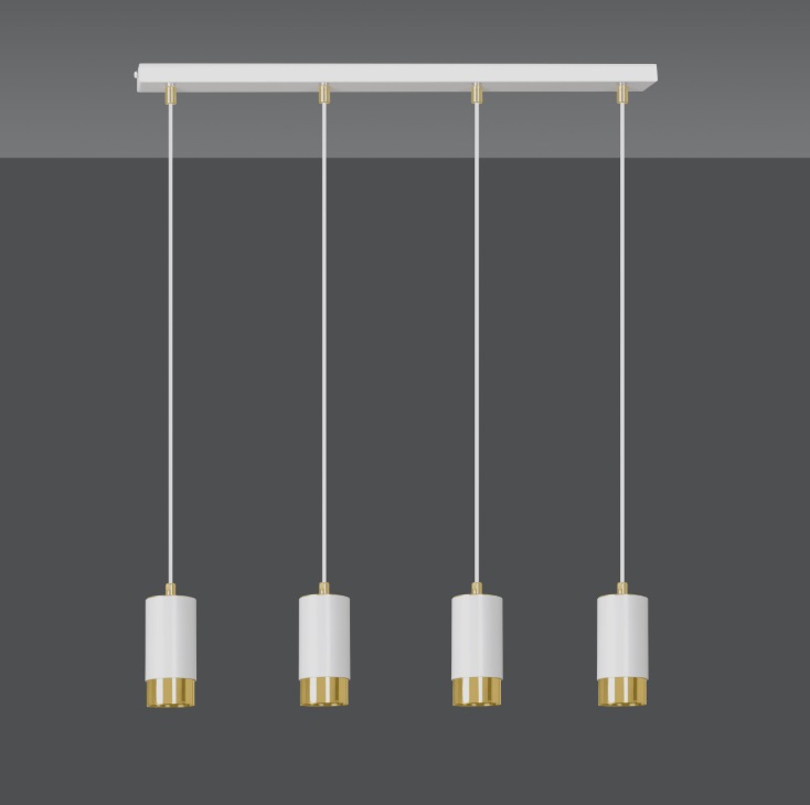 Lampa wisząca Fumiko 4 biało-złota z czterema tubami GU10