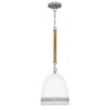 Lampa wisząca Nash z ceramicznym kloszem i jutowym sznurem, biało‑szara, E27 60W IP20