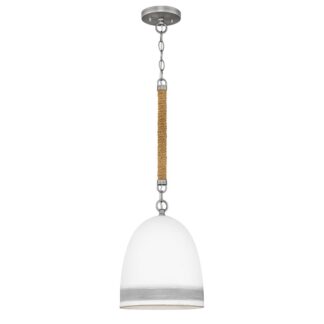 Lampa wisząca Nash z ceramicznym kloszem i jutowym sznurem, biało‑szara, E27 60W IP20