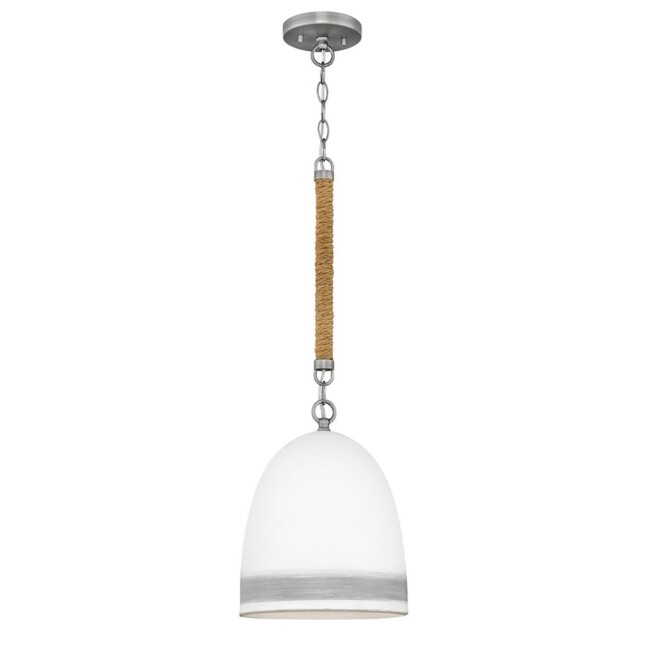 Lampa wisząca Nash z ceramicznym kloszem i jutowym sznurem, biało‑szara, E27 60W IP20