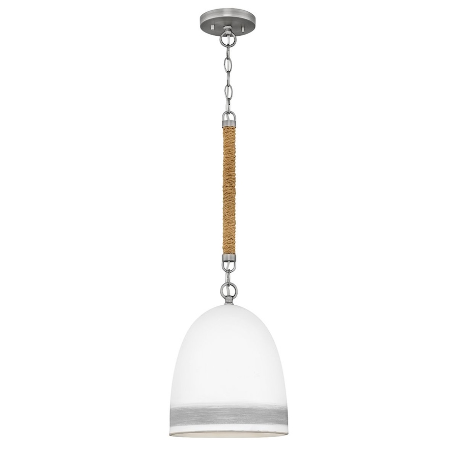 Lampa wisząca Nash z ceramicznym kloszem i jutowym sznurem, biało‑szara, E27 60W IP20