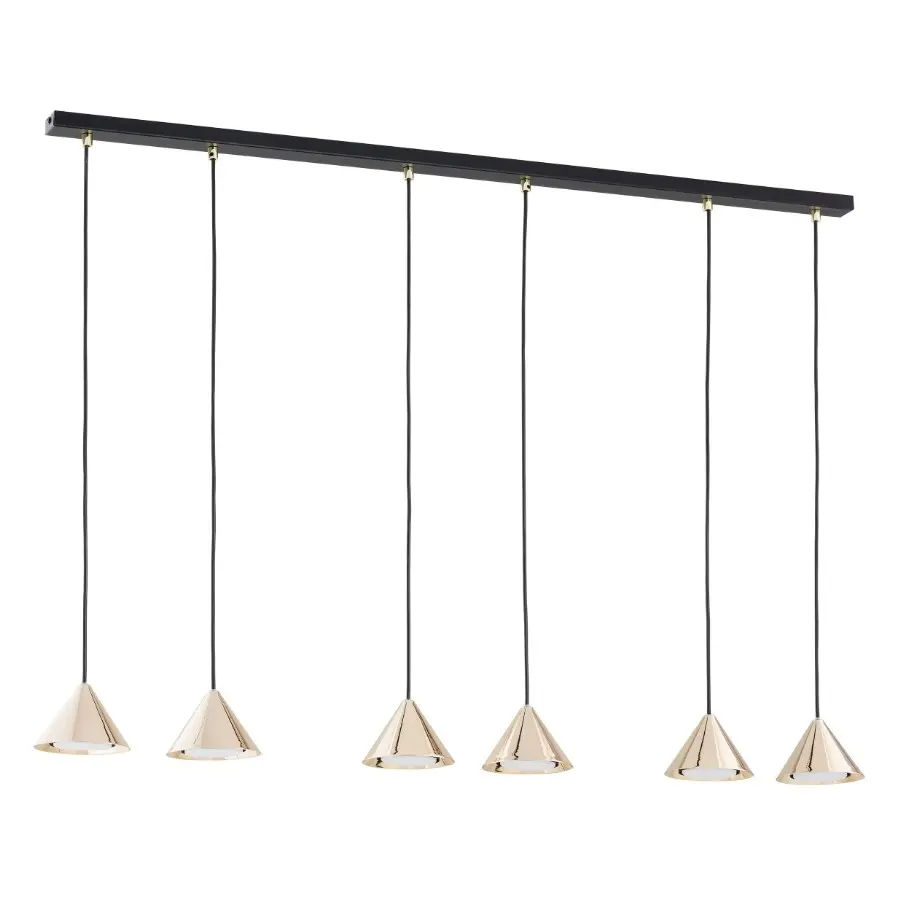 Złota lampa wisząca 6-punktowa glamour nad wyspę - Emibig Elit 6