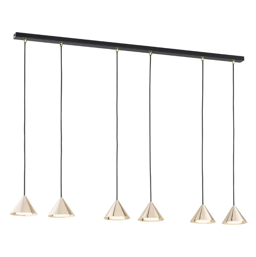 Złota lampa wisząca 6-punktowa glamour nad wyspę - Emibig Elit 6