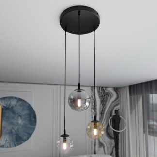 Lampa wisząca Cosmo Premium 3 z trzema kulami szklanymi E14