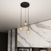 Lampa wisząca Cosmo Premium 3 z trzema beżowymi szklanymi kloszami