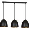 Lampa wisząca Lenox 3 z trzema kloszami czarno-złotymi E27 IP20