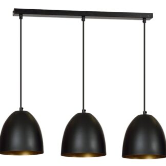 Lampa wisząca Lenox 3 nad wyspę kuchenną – czarno‑złota, 3 źródła E27