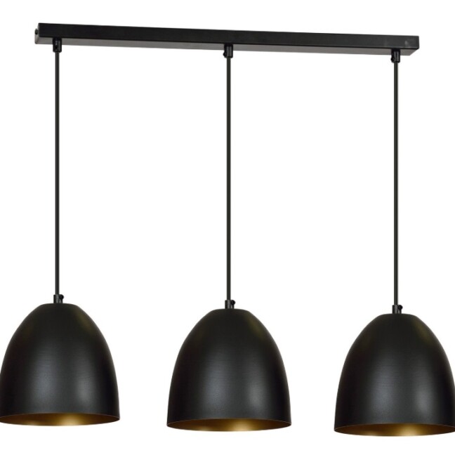 Lampa wisząca Lenox 3 nad wyspę kuchenną – czarno‑złota, 3 źródła E27