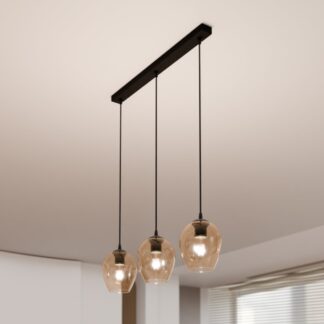 Lampa wisząca Istar 3 z bursztynowymi kloszami E27