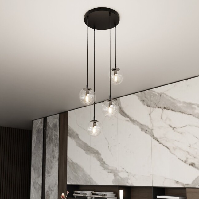 Lampa wisząca Cosmo Premium 4 z przezroczystymi kloszami E14 IP20