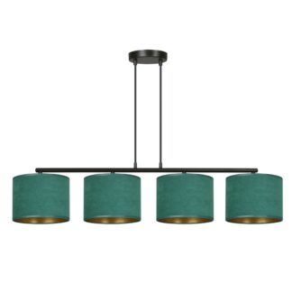 Lampa wisząca Hilde 4 z zielonymi welurowymi abażurami E27