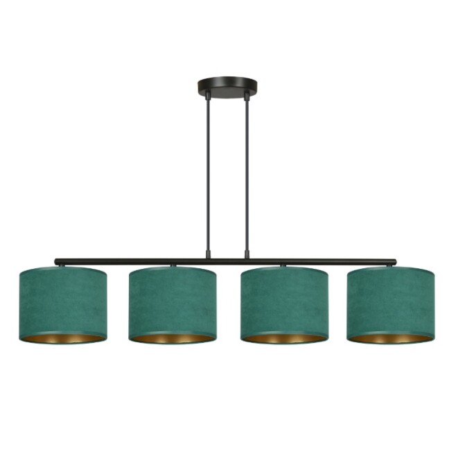 Lampa wisząca Hilde 4 z zielonymi welurowymi abażurami E27