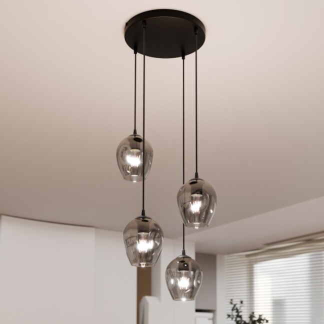 Lampa wisząca Istar Premium 4 z grafitowymi kloszami E27