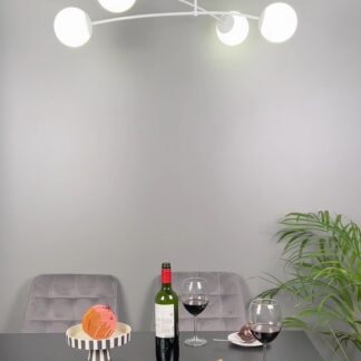 Lampa sufitowa Pregos 4 biała z 4 kloszami E14 idealna do niskich wnętrz