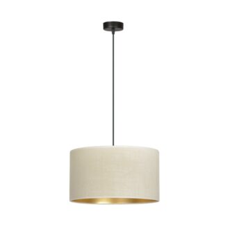 Lampa wisząca Hilde z białym welurowym abażurem i złotym wnętrzem