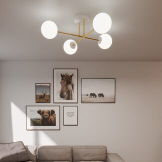 Żyrandol Magnum 4 biało-złoty z 4 źródłami światła E14 – eleganckie i równomierne oświetlenie