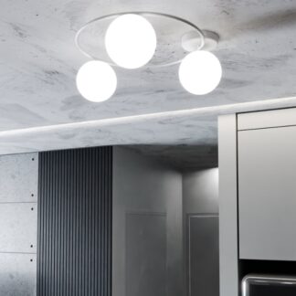 Plafon sufitowy Sopra 3 biały z trzema opalowymi kloszami E14 IP20