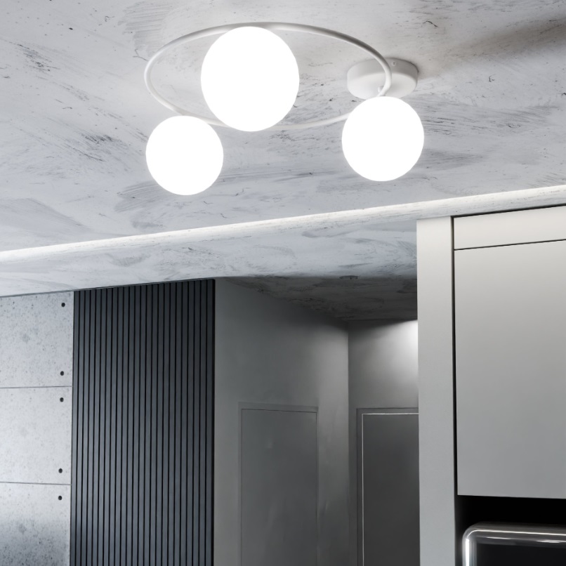 Plafon sufitowy Sopra 3 biały z trzema opalowymi kloszami E14 IP20