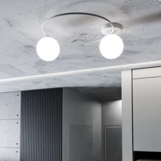 Plafon sufitowy Sopra 2 biały z dwoma kulistymi kloszami E14