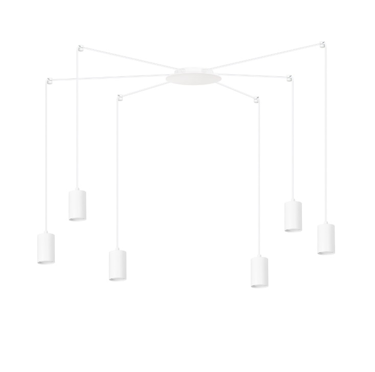 Biały nowoczesny żyrandol Traker 6 z regulowanymi tubami GU10