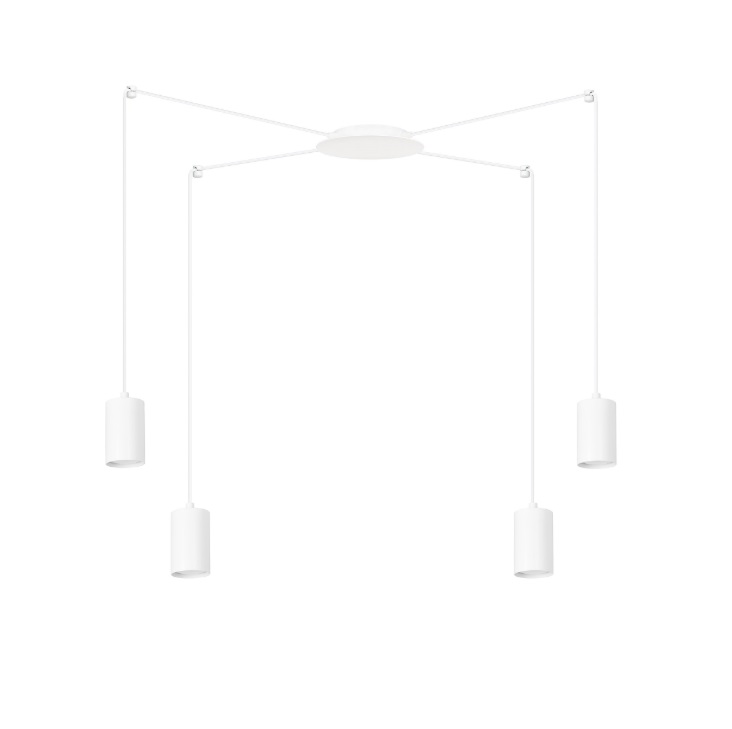 Lampa wisząca Traker 4 biała – cztery regulowane tuby GU10 IP20